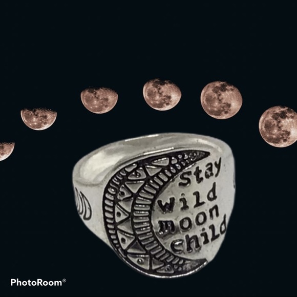 Stay Wild Moon Child Ring Size 9 10 Gypsy Wicca - Picture 4 of 8